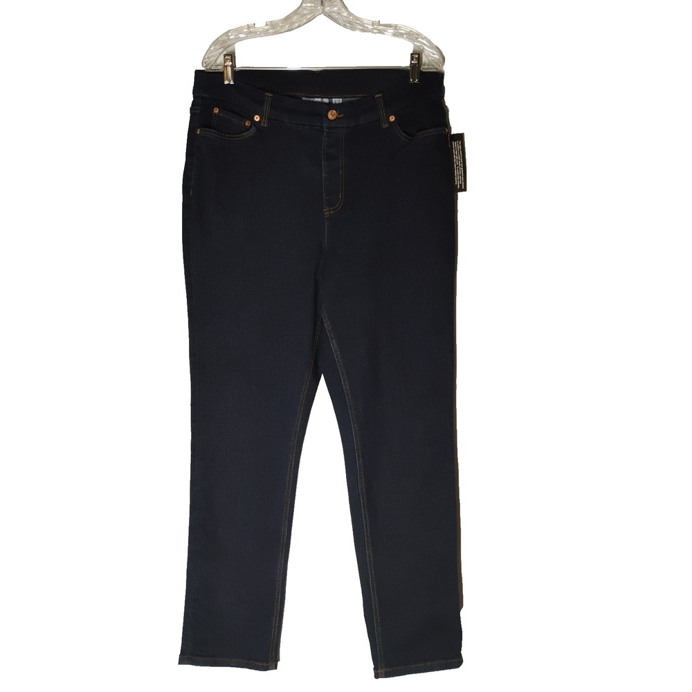 NWT Denim & Company Womens 18W Pull On Dark Wash Straight D & Co